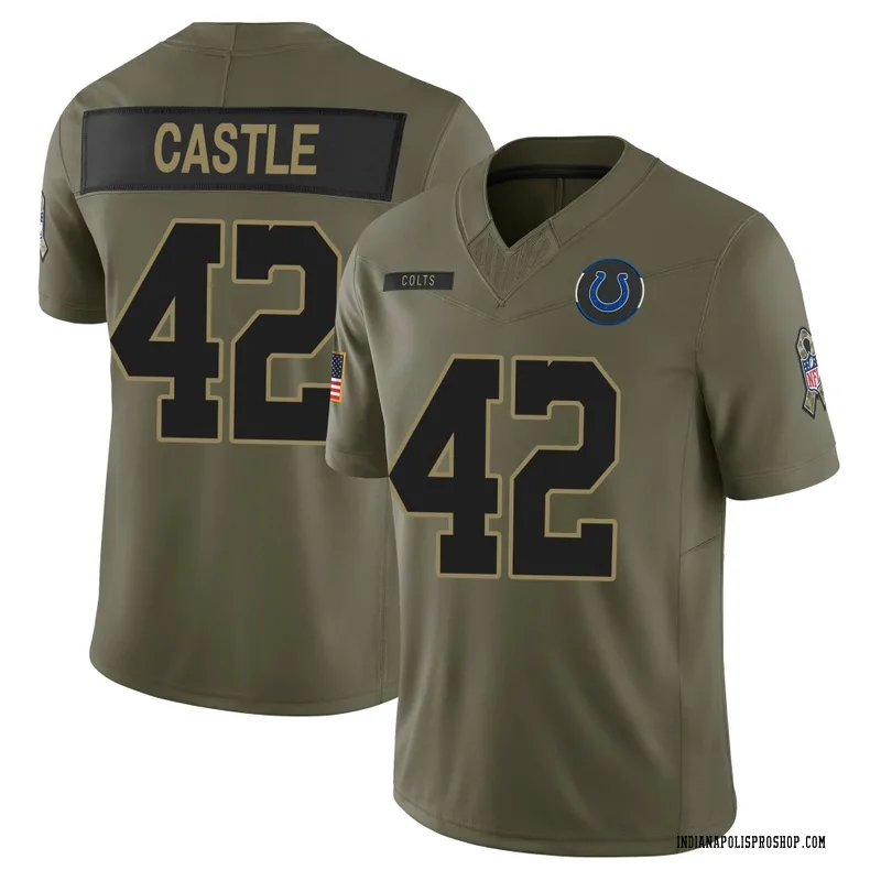 Olive Men's Anderson Castle Indianapolis Colts Limited Sr. 2025 Salute to Service Jersey