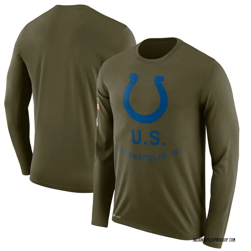 Olive Men's Indianapolis Colts Legend 2018 Salute to Service Sideline Performance Long Sleeve T 