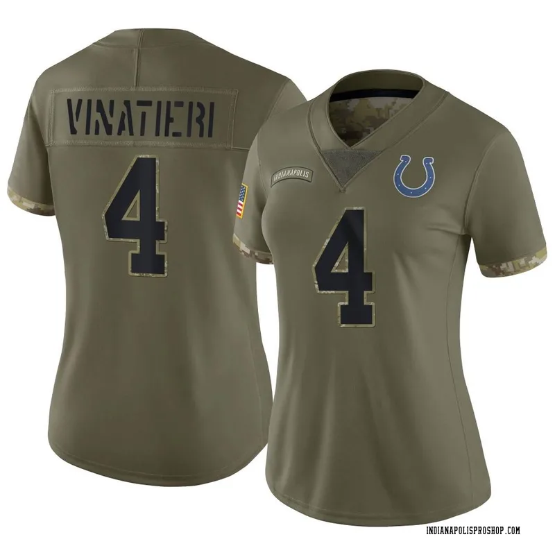 Olive Women's Adam Vinatieri Indianapolis Colts Limited 2022 Salute To Service Jersey