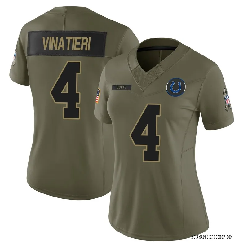 Olive Women's Adam Vinatieri Indianapolis Colts Limited Sr. 2025 Salute to Service Jersey