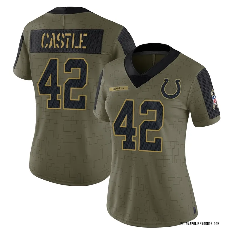 Olive Women's Anderson Castle Indianapolis Colts Limited 2021 Salute To Service Jersey