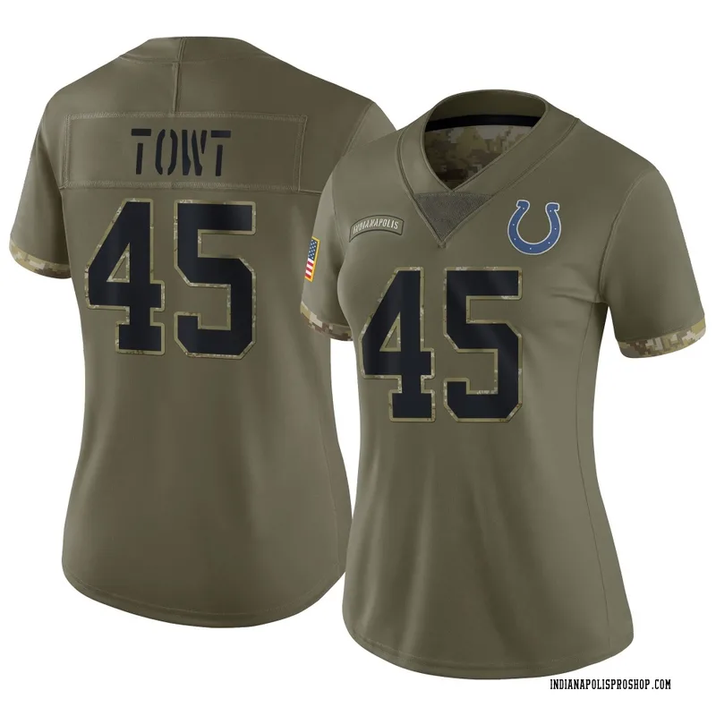 Olive Women's Carson Towt Indianapolis Colts Limited 2022 Salute To Service Jersey