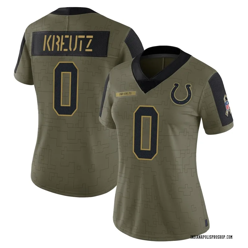 Olive Women's Josh Kreutz Indianapolis Colts Limited 2021 Salute To Service Jersey