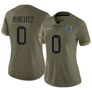Olive Women's Josh Kreutz Indianapolis Colts Limited 2022 Salute To Service Jersey
