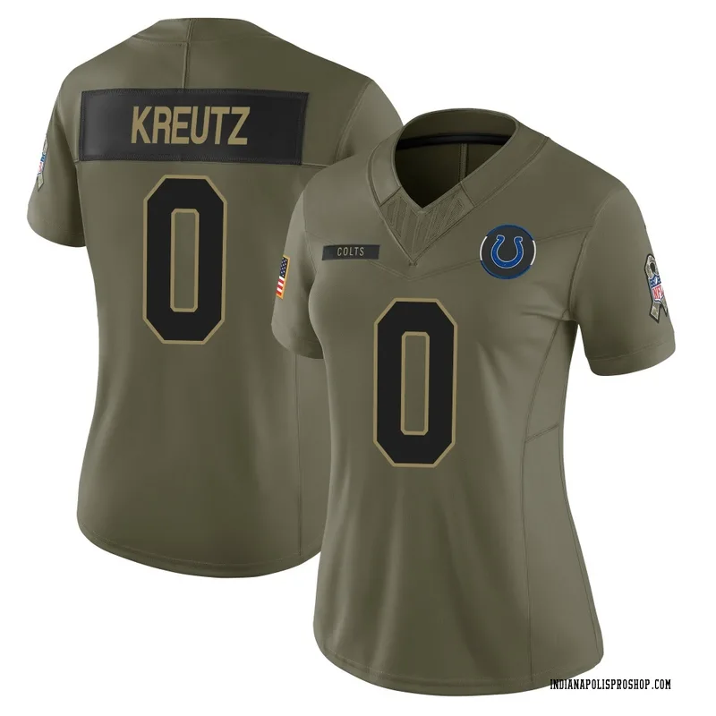 Olive Women's Josh Kreutz Indianapolis Colts Limited Sr. 2025 Salute to Service Jersey