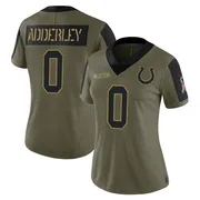 Olive Women's Nasir Adderley Indianapolis Colts Limited 2021 Salute To Service Jersey