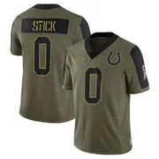 Olive Youth Easton Stick Indianapolis Colts Limited 2021 Salute To Service Jersey