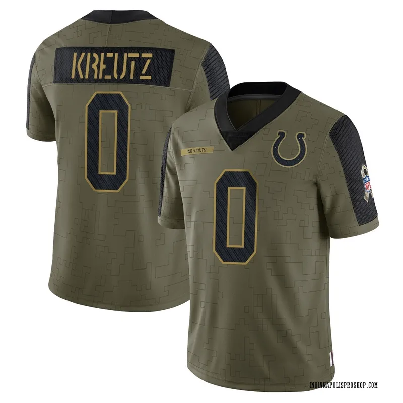 Olive Youth Josh Kreutz Indianapolis Colts Limited 2021 Salute To Service Jersey