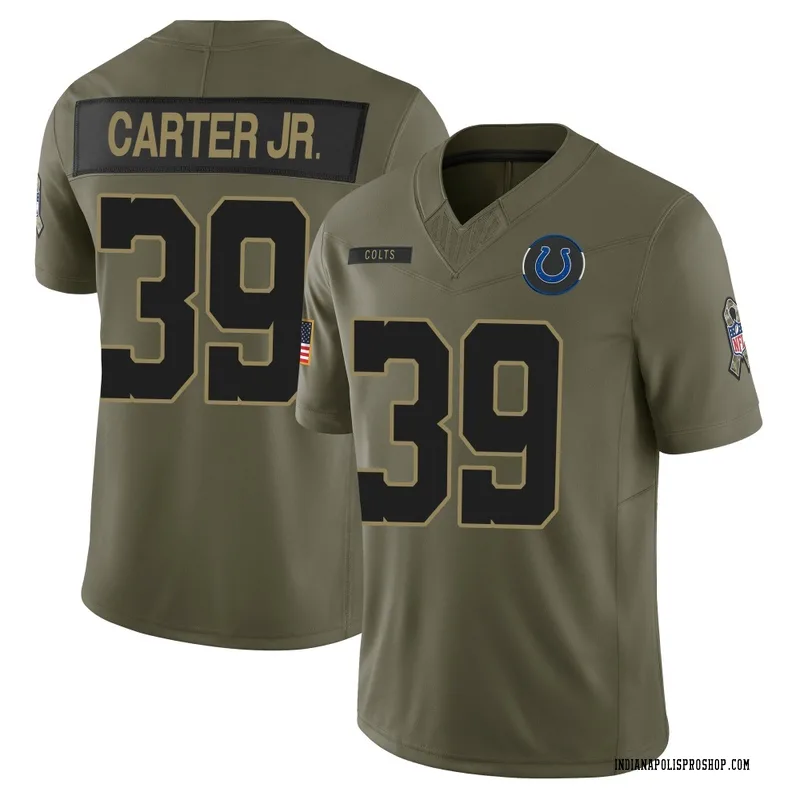 Olive Youth Rob Carter Jr. Indianapolis Colts Limited Sr. 2025 Salute to Service Jersey